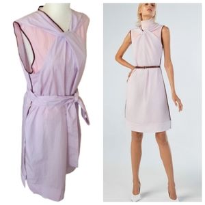 🥳 HP 🥳 AKNVAS Multicolor Pinstripe Poplin Sleeveless Knee Length Dress Pockets